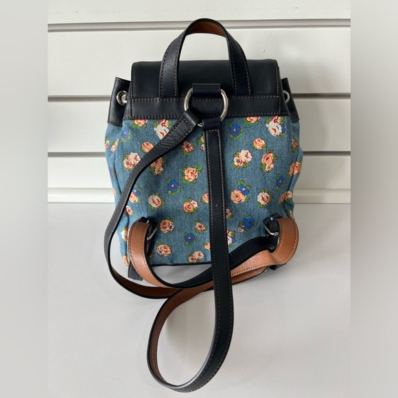 Coach Mini Billie Backpack Rosette Printed Denim With Leather Trim (F57754) - Picture 16 of 16
